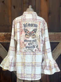 Thumbnail for Flared Sleeve Flannel- BLOOM
