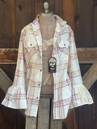 Thumbnail for Flared Sleeve Flannel- BLOOM