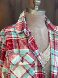 Thumbnail for Ready For Take Off Holiday Flannel- Ribbon Candy Plaid