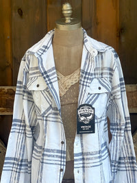 Thumbnail for Oh For Fox Sake Art Flannel- Snowburst White Plaid