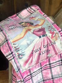 Thumbnail for Dear Santa, Please Bring Wine Art Flannel- Rose' Plaid