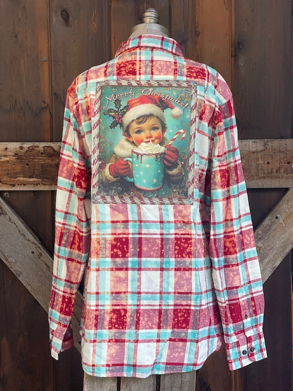 HOME FROM SLEDDING Art Flannel- Ribbon Candy Plaid