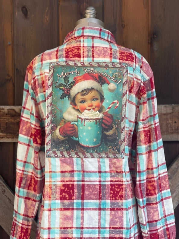 HOME FROM SLEDDING Art Flannel- Ribbon Candy Plaid