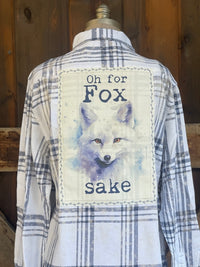 Thumbnail for Oh For Fox Sake Art Flannel- Snowburst White Plaid