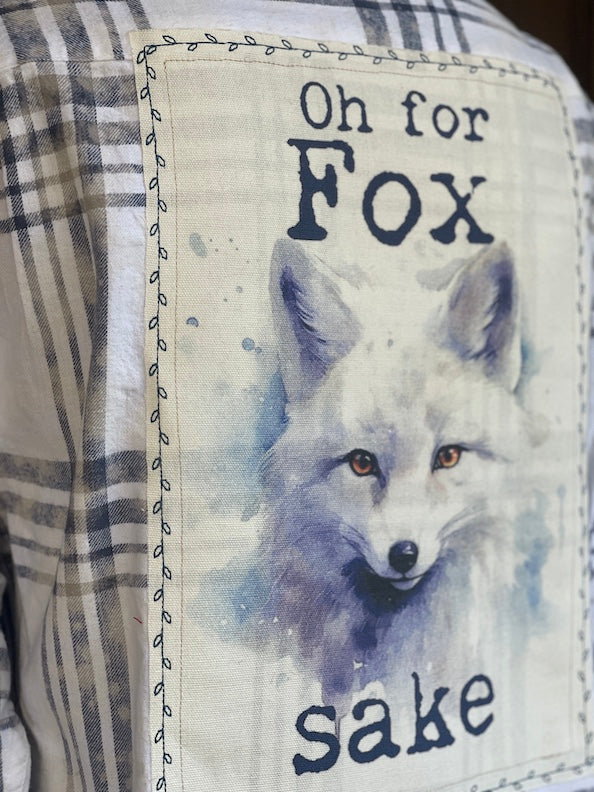 Oh For Fox Sake Art Flannel- Snowburst White Plaid