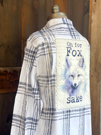 Thumbnail for Oh For Fox Sake Art Flannel- Snowburst White Plaid