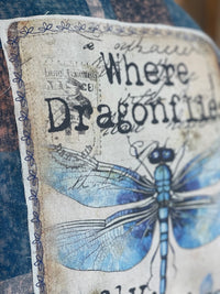 Thumbnail for Where Dragonflies Fly Art Flannel- Cobalt Blue