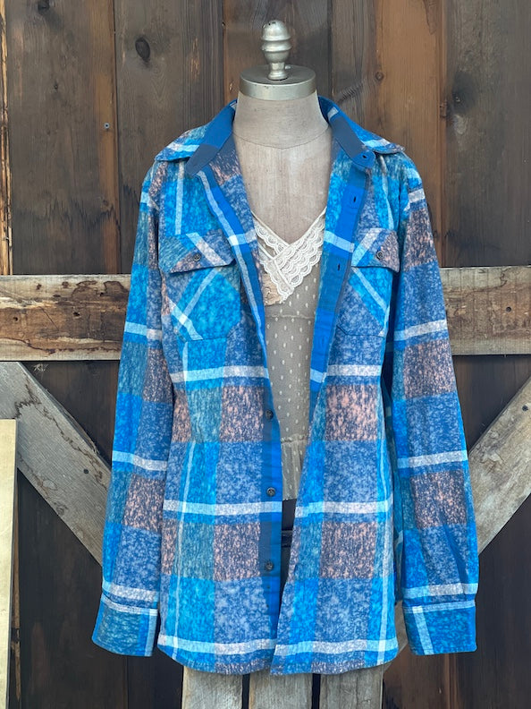 Where Dragonflies Fly Art Flannel- Cobalt Blue