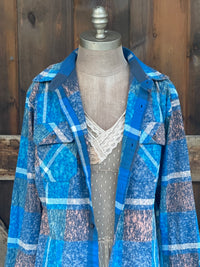 Thumbnail for Where Dragonflies Fly Art Flannel- Cobalt Blue