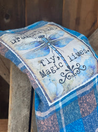 Thumbnail for Where Dragonflies Fly Art Flannel- Cobalt Blue