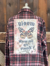 Thumbnail for Bloom Where You Are Planted Art Flannel- Merlot Plaid