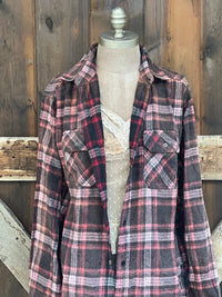 Thumbnail for Bloom Where You Are Planted Art Flannel- Merlot Plaid