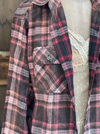 Thumbnail for Bloom Where You Are Planted Art Flannel- Merlot Plaid