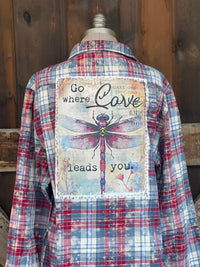 Thumbnail for Go Where Love Leads You Art Flannel- Americana Blue