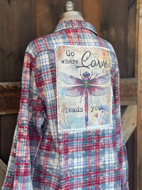 Thumbnail for Go Where Love Leads You Art Flannel- Americana Blue