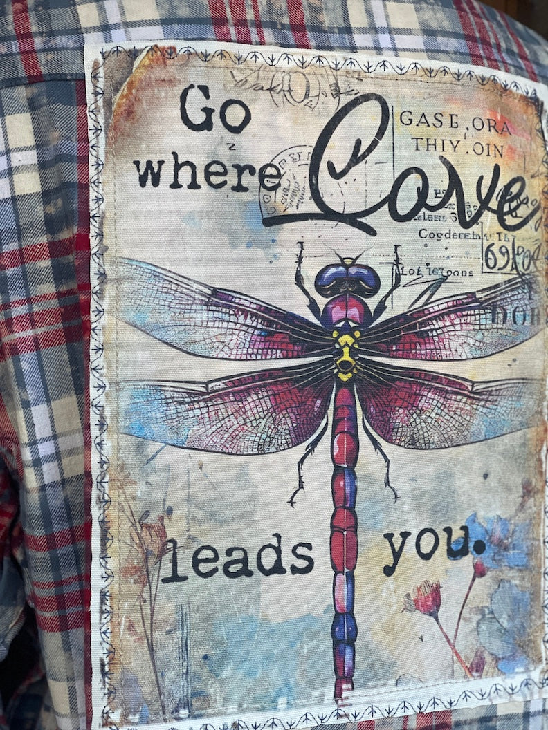 Go Where Love Leads You Art Flannel- Americana Blue