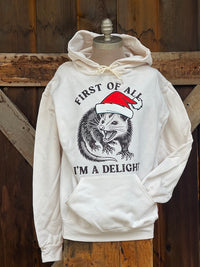 Thumbnail for I'm A Delight HOLIDAY VERSION Hoodie- Sweet Cream Angry Minnow