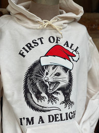 Thumbnail for I'm A Delight HOLIDAY VERSION Hoodie- Sweet Cream Angry Minnow