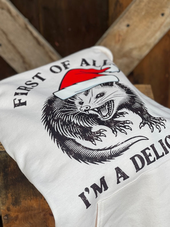 I'm A Delight HOLIDAY VERSION Hoodie- Sweet Cream Angry Minnow