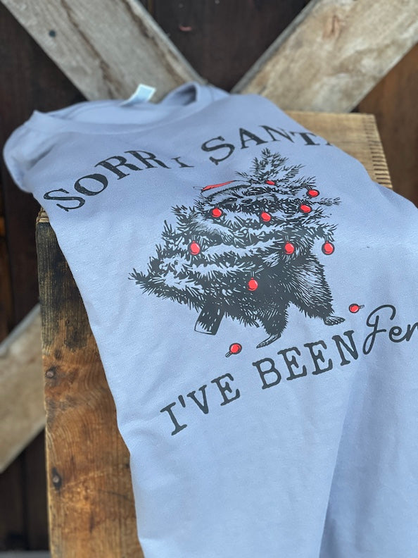 Sorry Santa I've been Feral Tee- Heather Grey