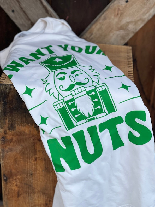 I Want your Nuts Nutcracker Tee- Sweet Cream