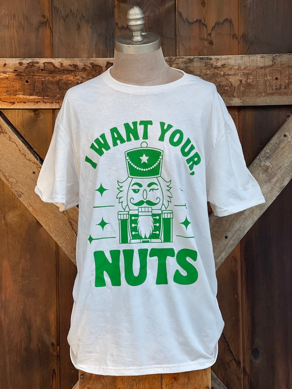 I Want your Nuts Nutcracker Tee- Sweet Cream