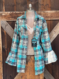 Thumbnail for Flared Sleeve Flannel- NOT ALL WHO WANDER ARE LOST