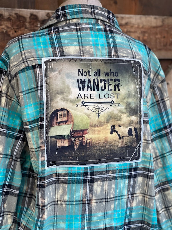 Flared Sleeve Flannel- NOT ALL WHO WANDER ARE LOST