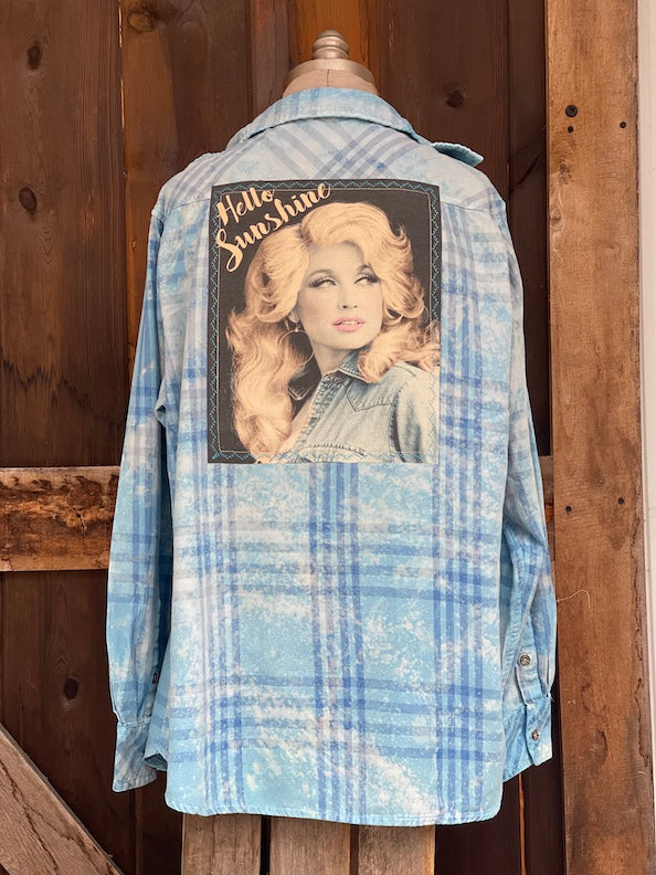 Hello Sunshine Art Flannel- Sky Blue