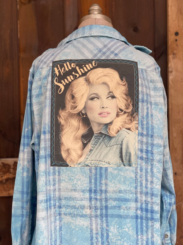 Hello Sunshine Art Flannel- Sky Blue