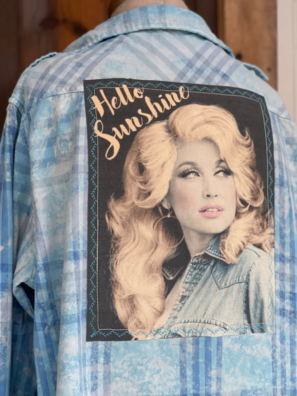 Hello Sunshine Art Flannel- Sky Blue