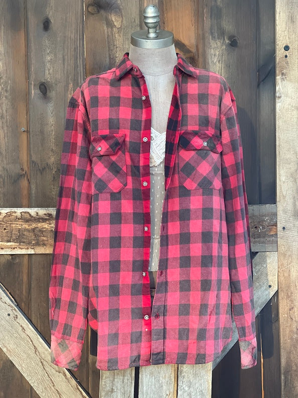 Leader of The Pack Holiday Flannel- Washed Buffalo Plaid
