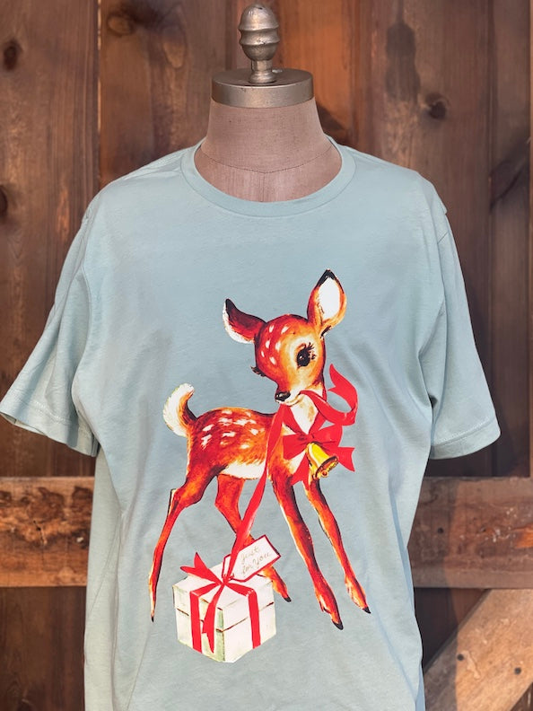 Just For You Christmas Tee- Sage Green