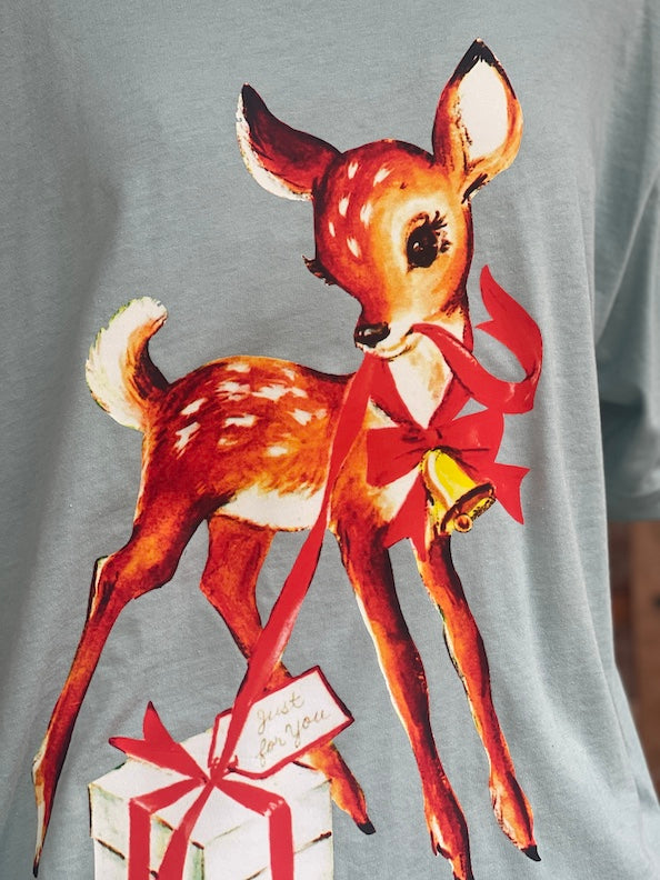 Just For You Christmas Tee- Sage Green