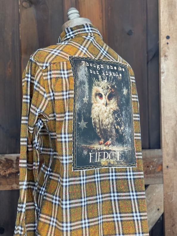 Though She Be But Little Art Flannel- Moss Green