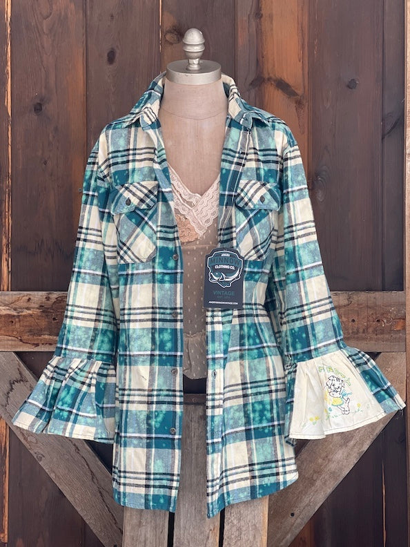 Flared Sleeve Flannel- FLY AWAY