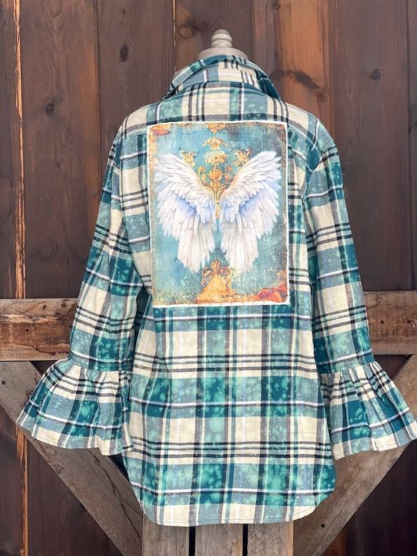 Flared Sleeve Flannel- FLY AWAY