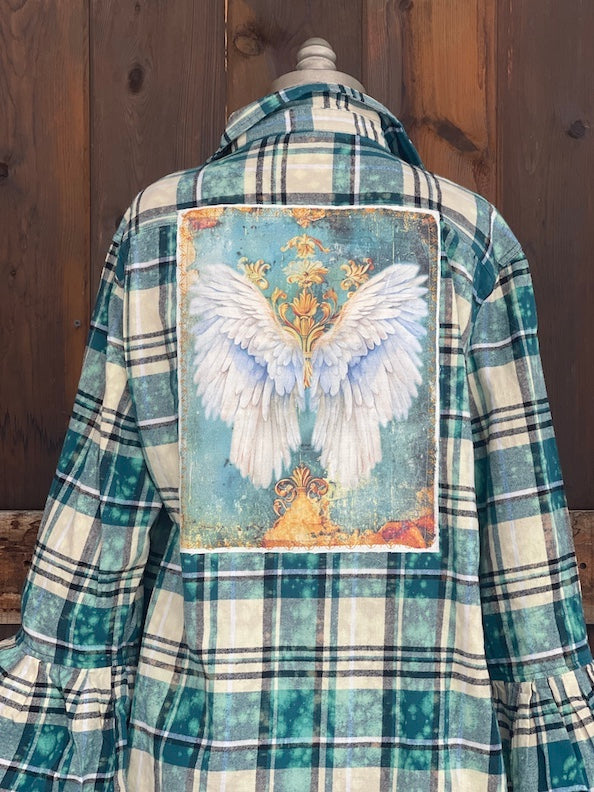 Flared Sleeve Flannel- FLY AWAY