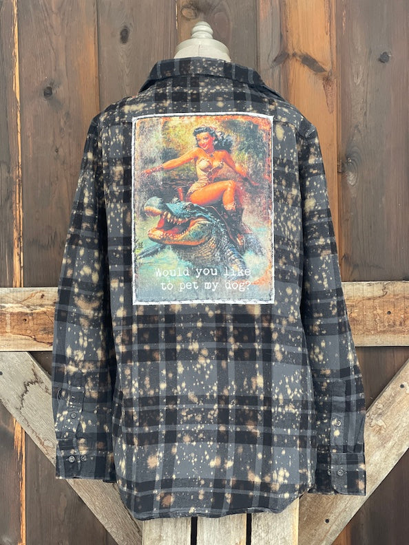 For the love of Weird Art Flannel- Distressed Black