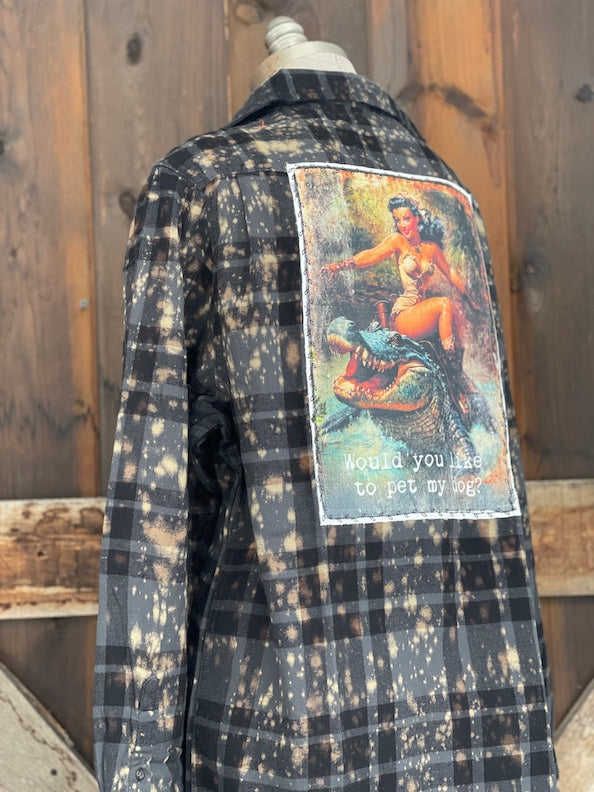 For the love of Weird Art Flannel- Distressed Black