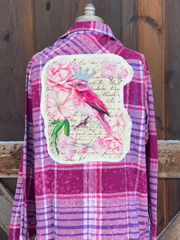 Embellished Crowned Song Bird Bird Art Flannel