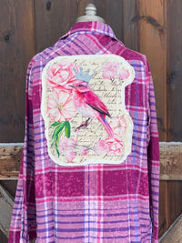 Thumbnail for Embellished Crowned Song Bird Bird Art Flannel