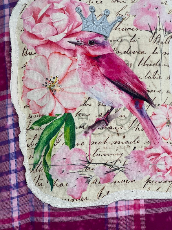 Embellished Crowned Song Bird Bird Art Flannel