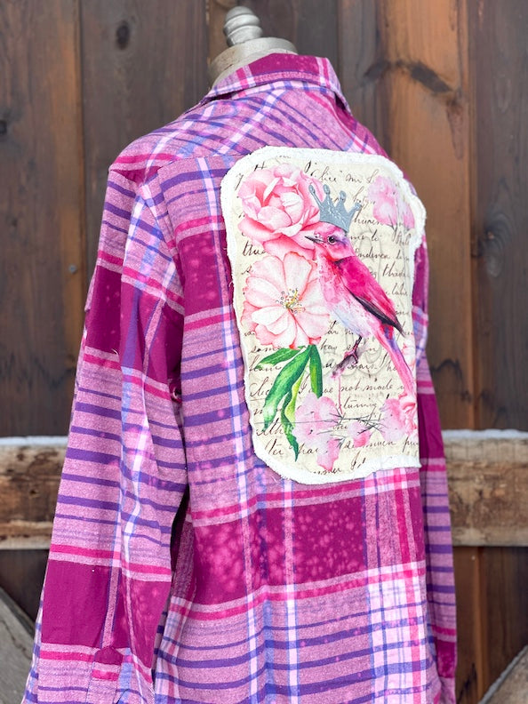 Embellished Crowned Song Bird Bird Art Flannel