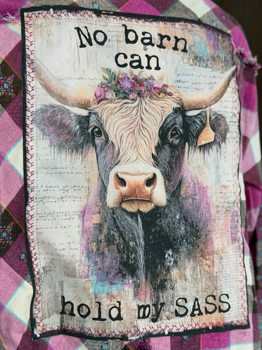 AMV Signature Flannel- NO BARN CAN HOLD MY SASS