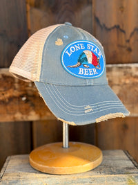 Thumbnail for Lone Star Beer Armadillo Logo Hat- Distressed Sky Blue