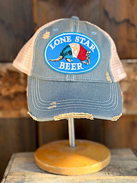 Thumbnail for Lone Star Beer Armadillo Logo Hat- Distressed Sky Blue