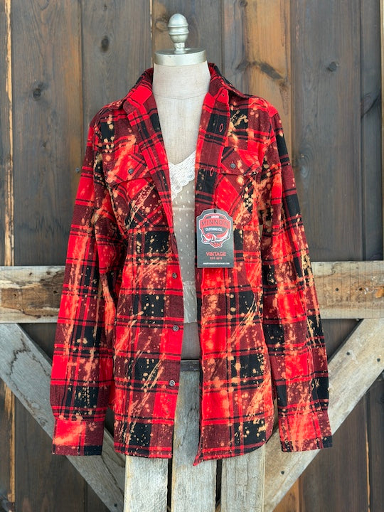 Herd That Art Flannel- Distressed Red Plaid