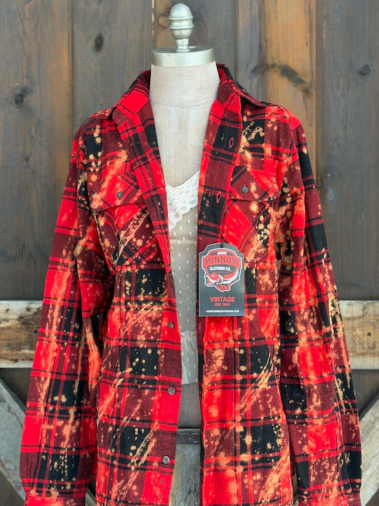 Herd That Art Flannel- Distressed Red Plaid