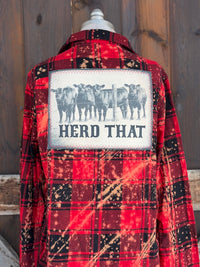 Thumbnail for Herd That Art Flannel- Distressed Red Plaid